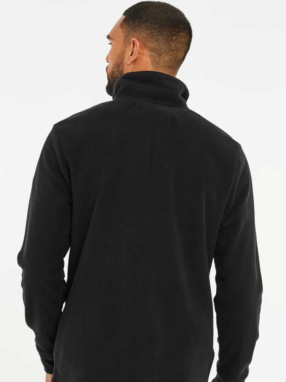 Sweaters En Hoody´S|Sweaters En Hoody´S*Threadbare - doorgestikt fleece sweatshirt met kwartrits Zwart