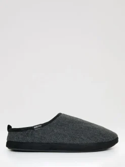 Pantoffels|Threadbare - Faux Suede Faux Fur Lined Mule Slippers Zwart