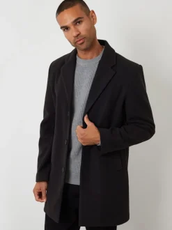 Jassen En Jacks*Threadbare - Faux Wool Overcoat Zwart