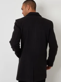 Jassen En Jacks*Threadbare - Faux Wool Overcoat Zwart
