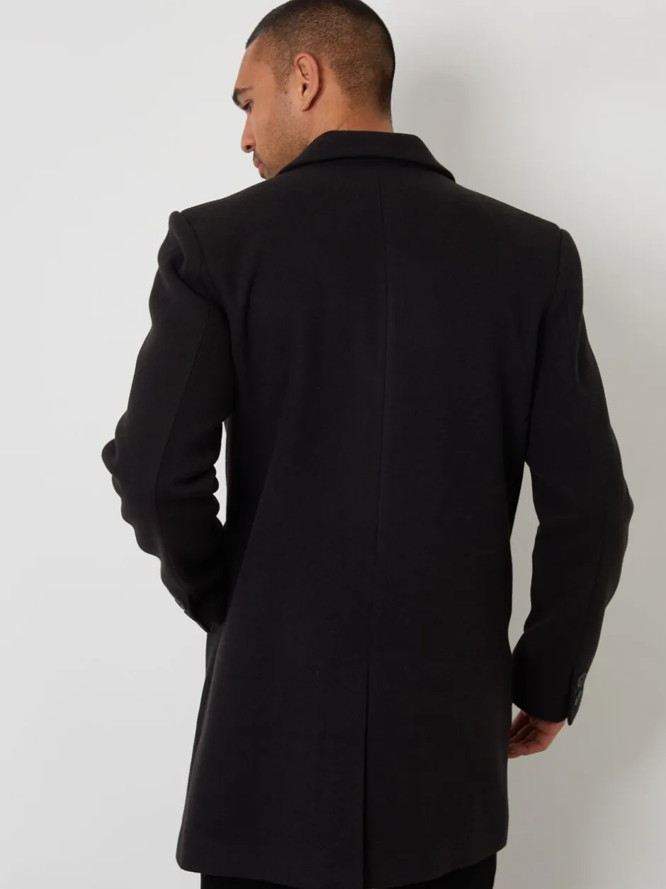 Jassen En Jacks*Threadbare - Faux Wool Overcoat Zwart