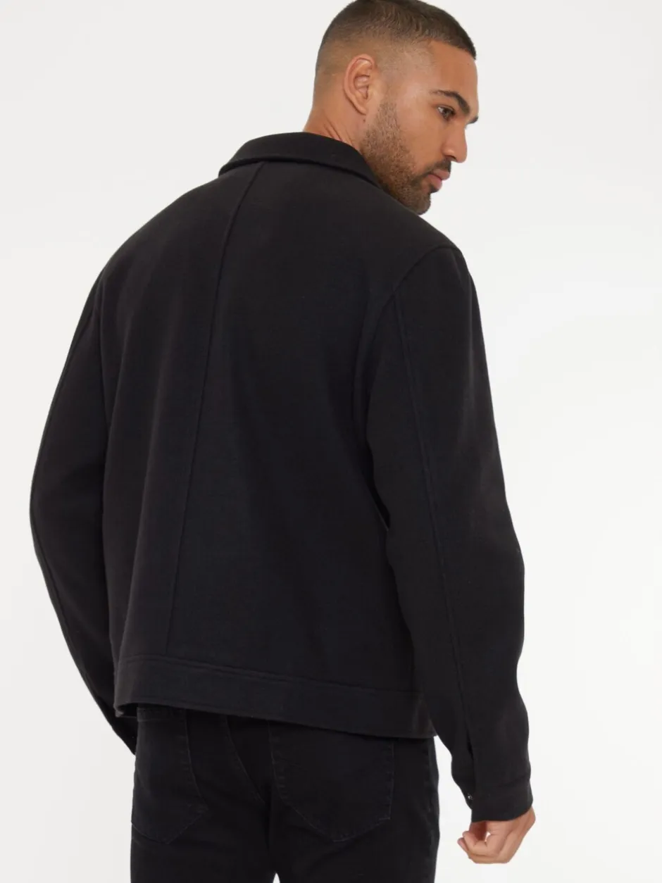 Blazers En Business-Jasjes*Threadbare - Geborsteld overshirt met knoopsluiting Zwart