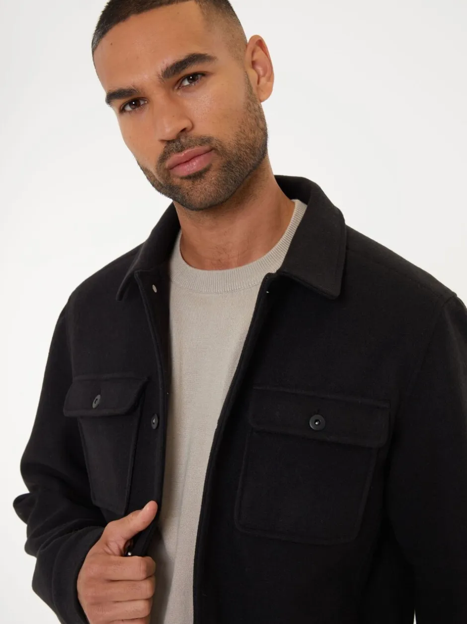 Blazers En Business-Jasjes*Threadbare - Geborsteld overshirt met knoopsluiting Zwart