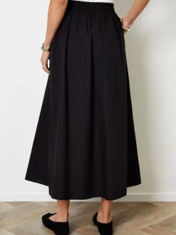 Rokken|Threadbare Zwart - Midi rok met zakken