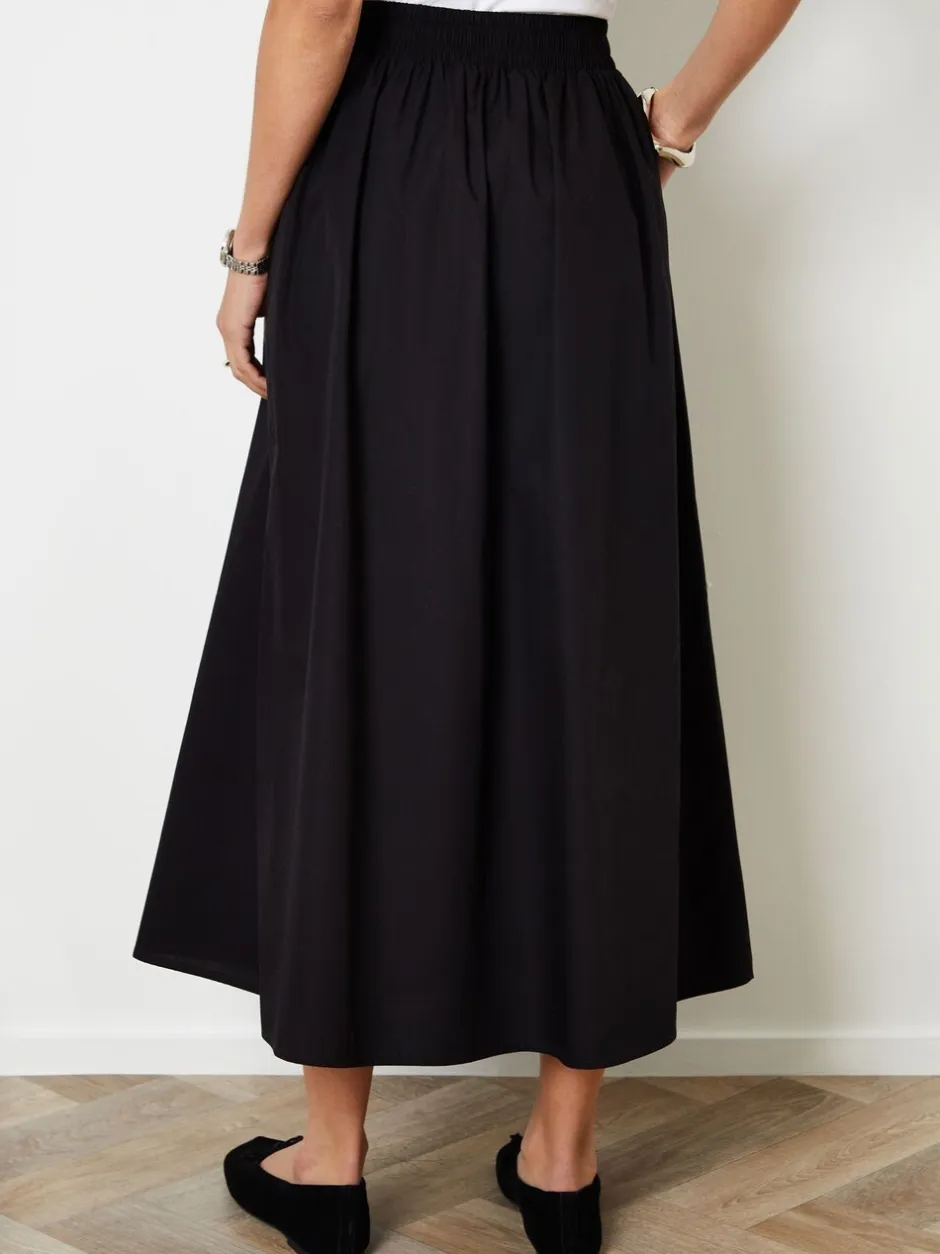 Rokken|Threadbare Zwart - Midi rok met zakken