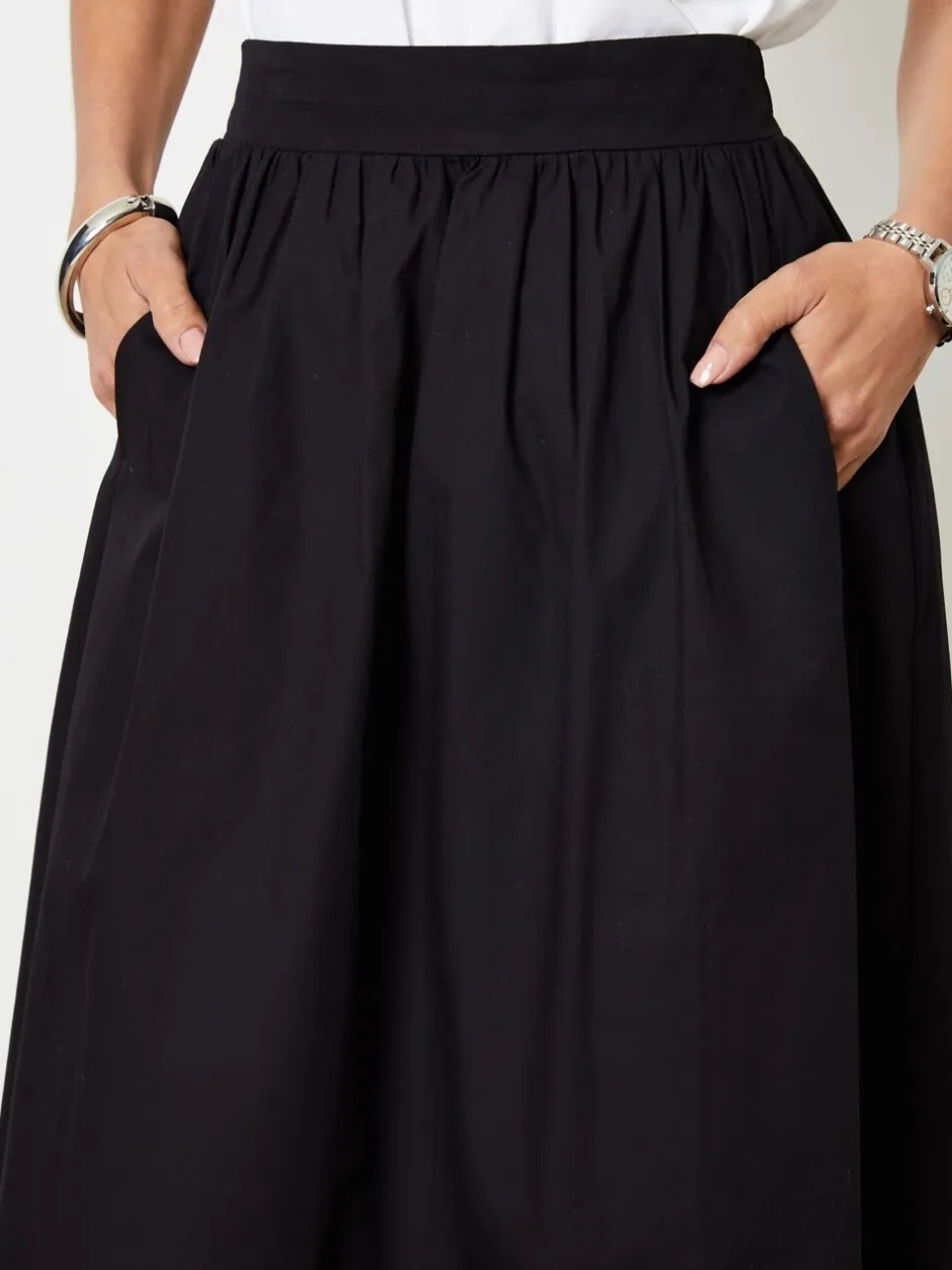 Rokken|Threadbare Zwart - Midi rok met zakken