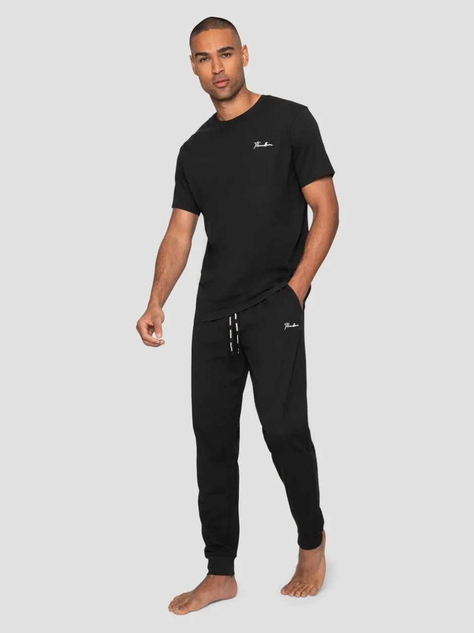 Pyjama's|Threadbare Zwart - pyjamaset