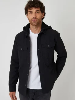 Blazers En Business-Jasjes|Threadbare - Quilted Shacket with Borg Lined Hood Zwart