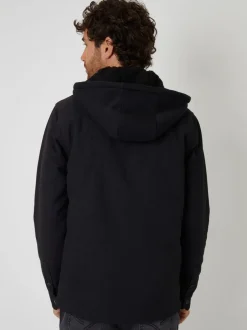 Blazers En Business-Jasjes|Threadbare - Quilted Shacket with Borg Lined Hood Zwart