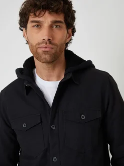 Blazers En Business-Jasjes|Threadbare - Quilted Shacket with Borg Lined Hood Zwart