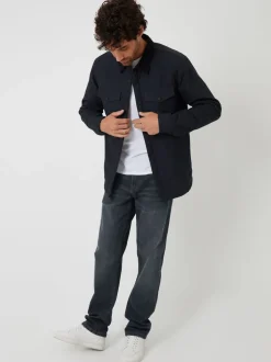 Blazers En Business-Jasjes|Threadbare - shacket gevoerd met borg Zwart