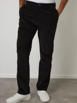 Broeken En Chino's*Threadbare - Straight Leg Stretch Corduroy Trousers Zwart