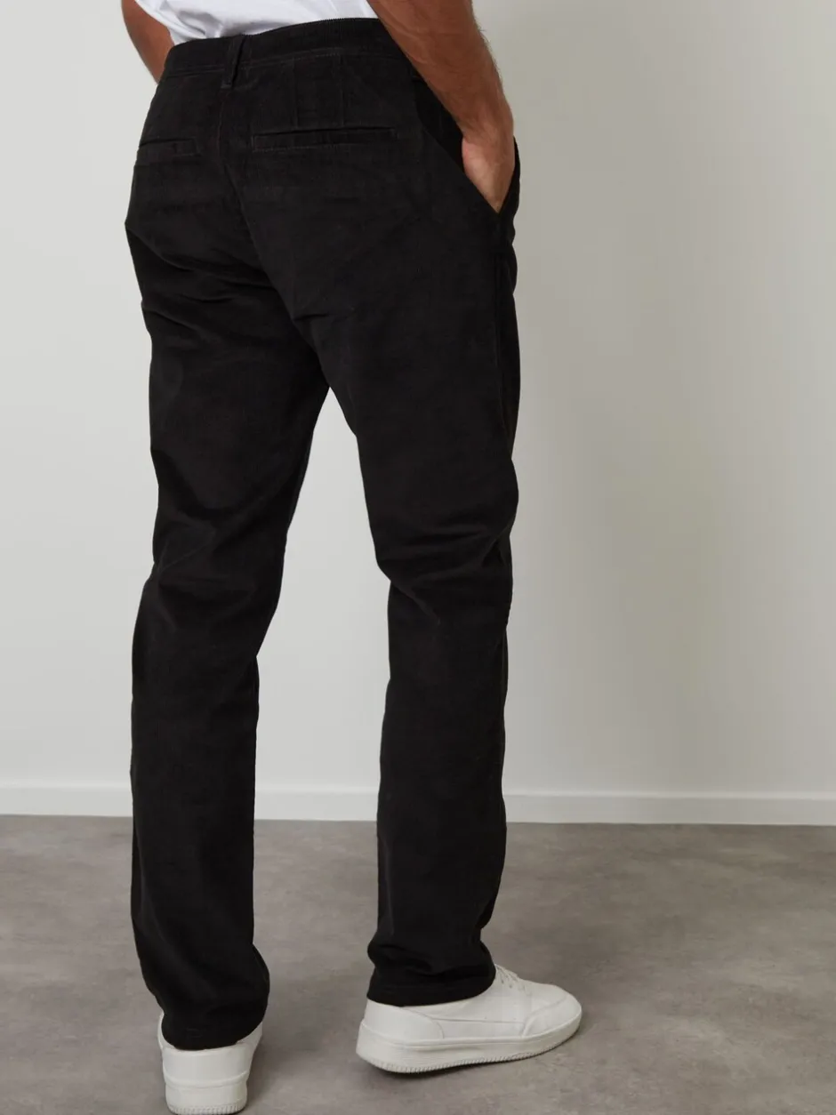 Broeken En Chino's*Threadbare - Straight Leg Stretch Corduroy Trousers Zwart