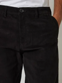 Broeken En Chino's*Threadbare - Straight Leg Stretch Corduroy Trousers Zwart