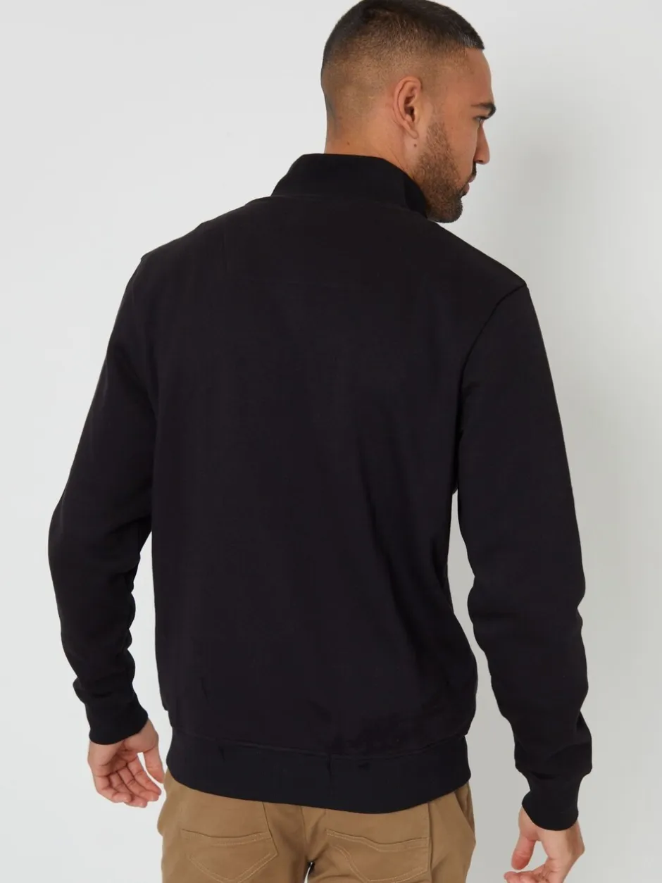 Sweaters En Hoody´S|Sweaters En Hoody´S*Threadbare - sweatshirt met trechterkraag en korte rits Zwart