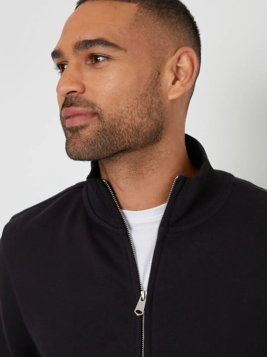 Sweaters En Hoody´S|Sweaters En Hoody´S*Threadbare - sweatshirt met trechterkraag en korte rits Zwart