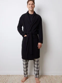 Kamerjassen En Badjassen|Threadbare - Waffle Fleece Dressing Gown Zwart