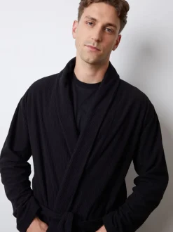 Kamerjassen En Badjassen|Threadbare - Waffle Fleece Dressing Gown Zwart