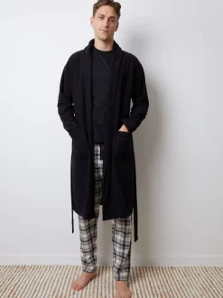 Kamerjassen En Badjassen|Threadbare - Waffle Fleece Dressing Gown Zwart