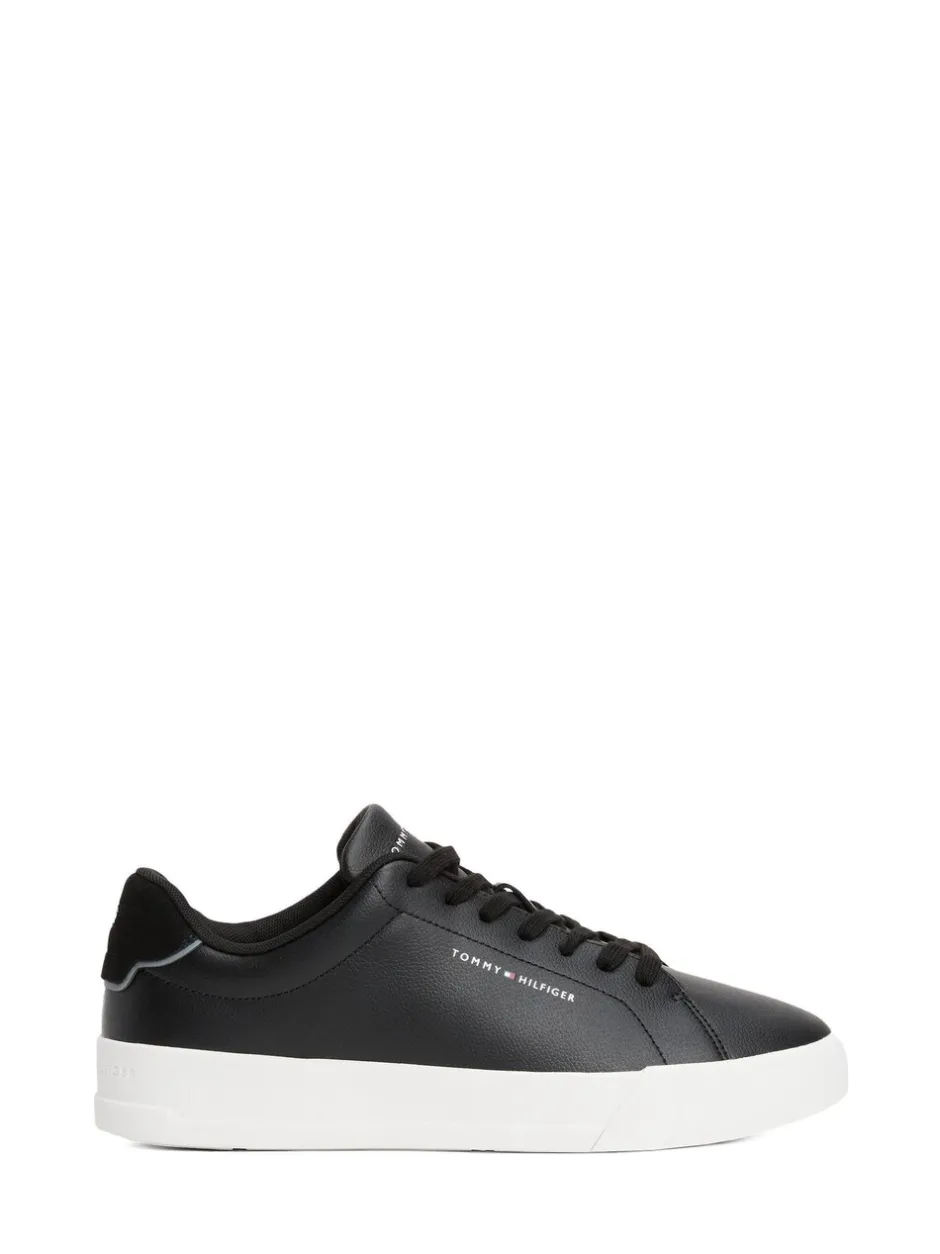 Sneakers|Tommy Hilfiger - Court Essential Leather Trainers Zwart