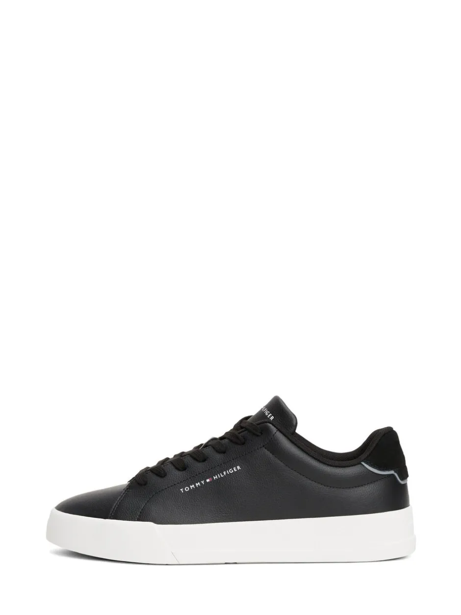 Sneakers|Tommy Hilfiger - Court Essential Leather Trainers Zwart