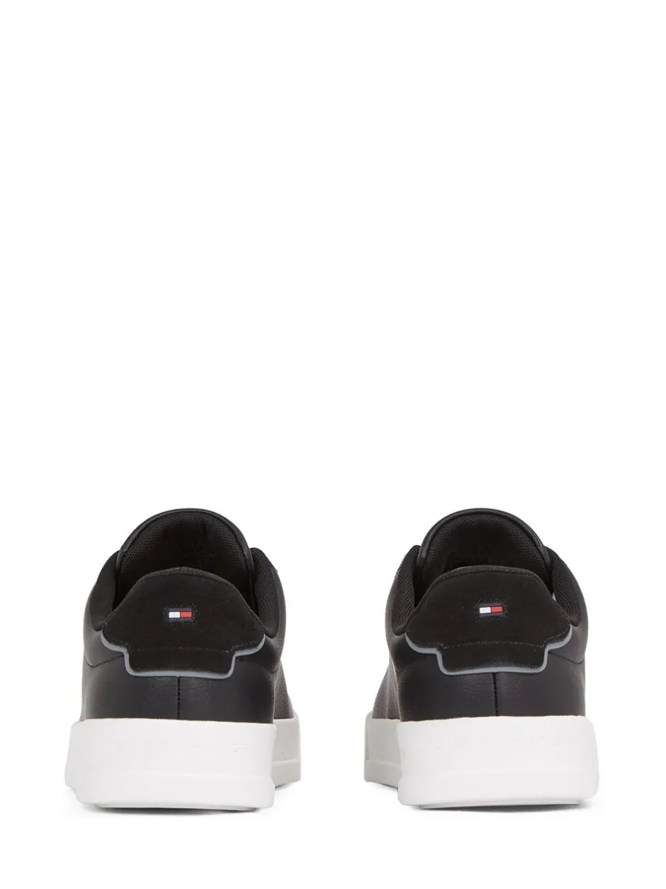 Sneakers|Tommy Hilfiger - Court Essential Leather Trainers Zwart