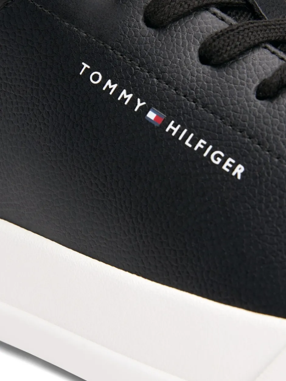 Sneakers|Tommy Hilfiger - Court Essential Leather Trainers Zwart