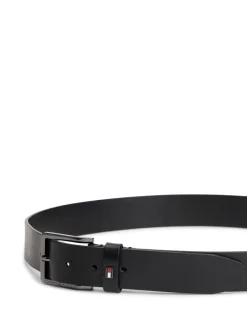 Riemen En Bretels|Tommy Hilfiger - leren riem met geëmailleerde vlag Zwart