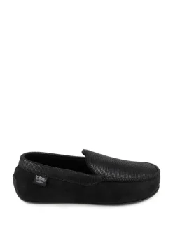 Pantoffels*Totes - - Isotoner - Modieuze moccasinpantoffels met vierkant patroon voor heren Zwart