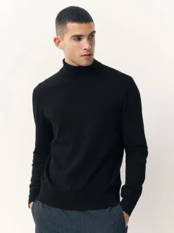 Gebreide Kleding*Next - Trui met col, standaard pasvorm en hoog katoengehalte Zwart