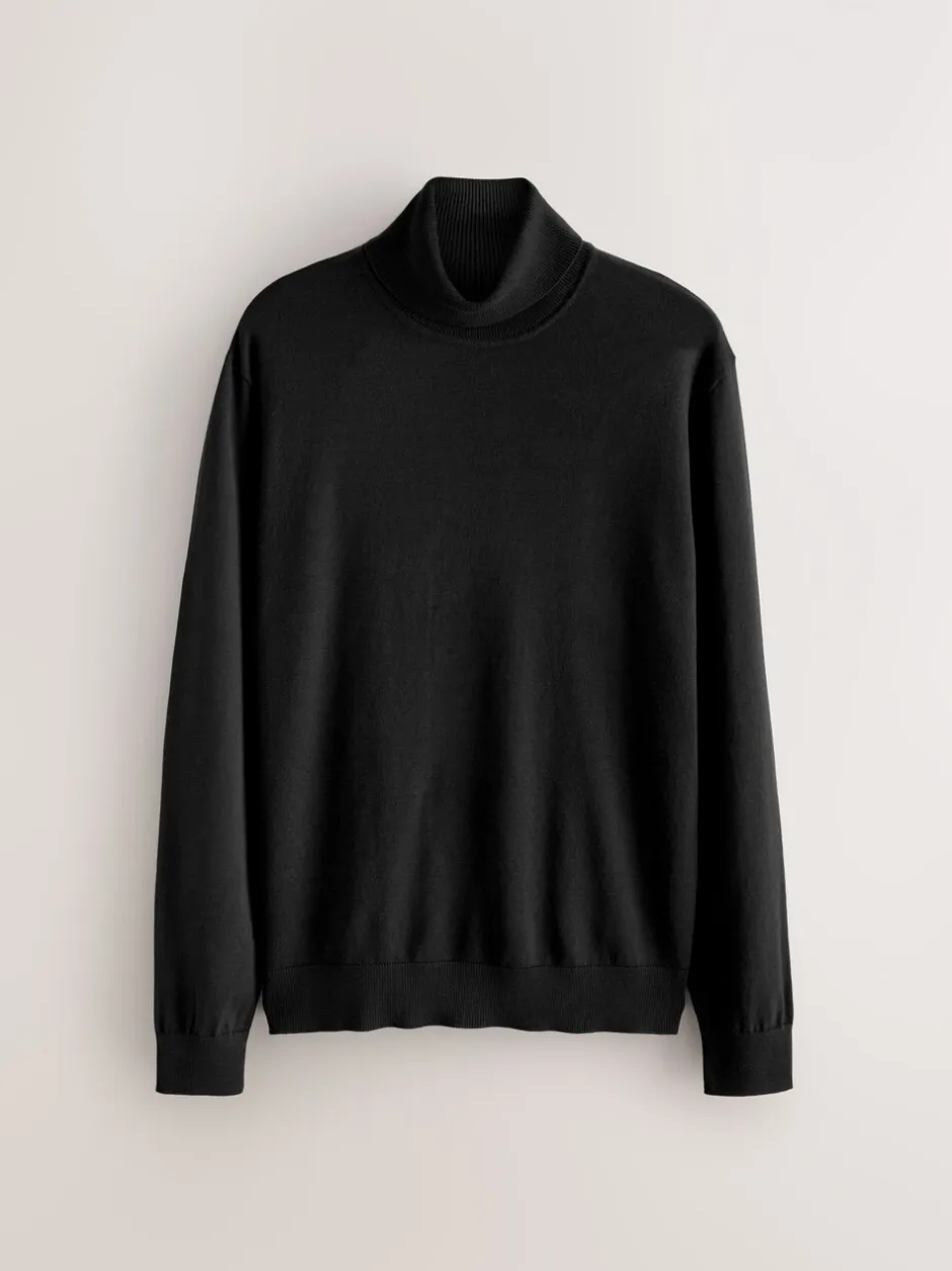 Gebreide Kleding*Next - Trui met col, standaard pasvorm en hoog katoengehalte Zwart
