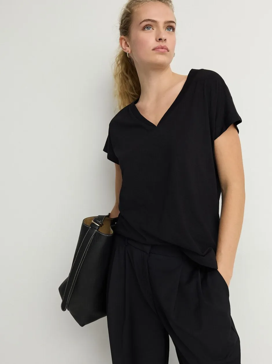 Tops En T-Shirts|Next Zwart - T-shirt met V-hals en kapmouwtjes