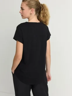 Tops En T-Shirts|Next Zwart - T-shirt met V-hals en kapmouwtjes
