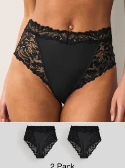 Onderbroeken*Next Zwart - Ultimate Comfort kanten slip verpakking van 2