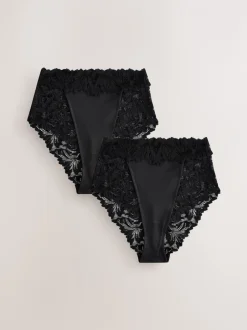 Onderbroeken*Next Zwart - Ultimate Comfort kanten slip verpakking van 2