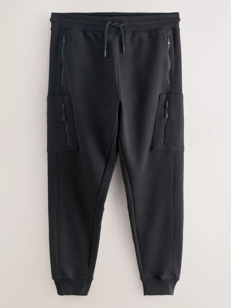 Joggingbroeken*Next - Utility Brushback Heavyweight Cargo Joggers Zwart