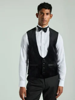 Vesten|Next - Velvet Waistcoat Zwart