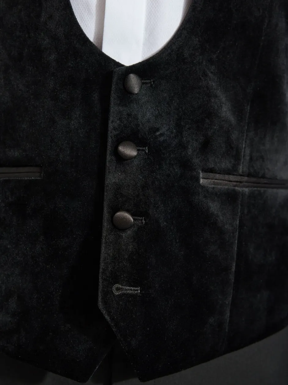 Vesten|Next - Velvet Waistcoat Zwart