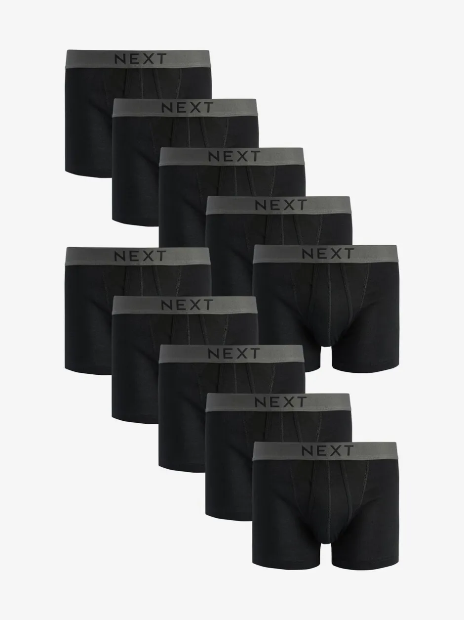 Ondergoed|Ondergoed*Next - Verpakking van 10 - A-frontboxershorts van 100% zuiver katoen Zwart