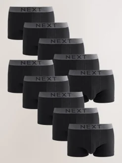 Ondergoed|Ondergoed*Next Zwart - Verpakking van 10 - Hipster boxershorts van 100% katoen
