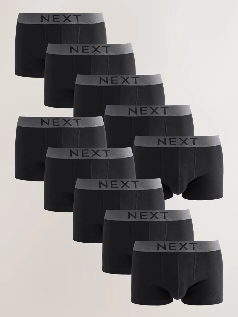 Ondergoed|Ondergoed*Next Zwart - Verpakking van 10 - Hipster boxershorts van 100% katoen