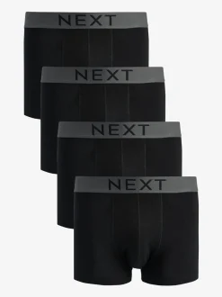 Ondergoed|Ondergoed|Next - Verpakking van 4 - Hipster boxershorts van 100% katoen Zwart