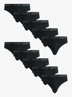 Ondergoed|Ondergoed|Next - Verpakking van 10 - Katoenrijke slips Zwart