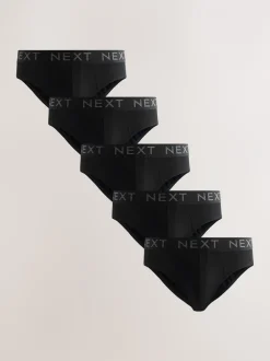 Ondergoed|Ondergoed|Next - Verpakking van 5 - Katoenrijke slips Zwart