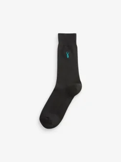 Sokken|Sokken|Next Zwart - Verpakking van 8 - Meerkleurige Stag Lasting Fresh sokken met borduursel