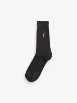 Sokken|Sokken|Next Zwart - Verpakking van 8 - Meerkleurige Stag Lasting Fresh sokken met borduursel