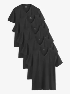 Ondergoed|Ondergoed*Next - Verpakking van 5 slim-fit 100% katoenen T-shirts met V-hals en laagjes Zwart