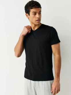 Ondergoed|Ondergoed*Next - Verpakking van 5 slim-fit 100% katoenen T-shirts met V-hals en laagjes Zwart