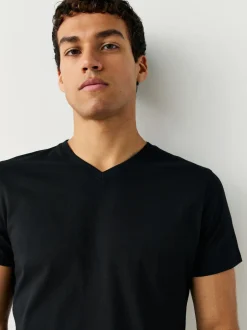Ondergoed|Ondergoed*Next - Verpakking van 5 slim-fit 100% katoenen T-shirts met V-hals en laagjes Zwart