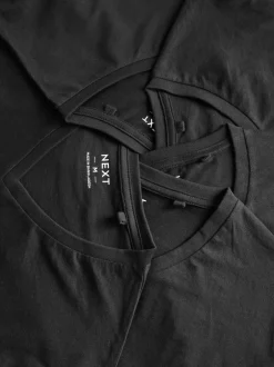 Ondergoed|Ondergoed*Next - Verpakking van 5 slim-fit 100% katoenen T-shirts met V-hals en laagjes Zwart